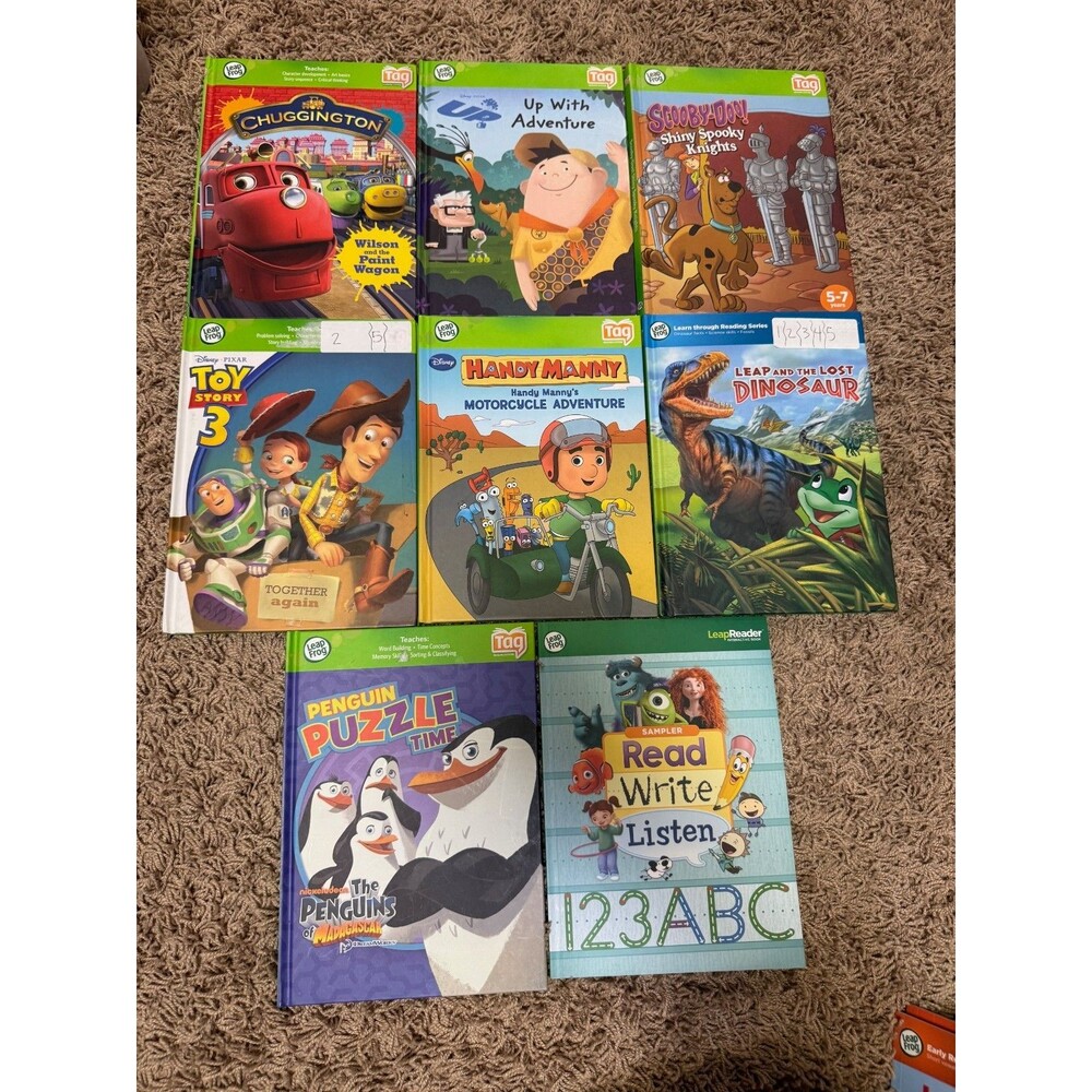 LeapFrog Lot of 8 LeapReader Tag Books - Chuggington, Toy Story, Handy Manny
